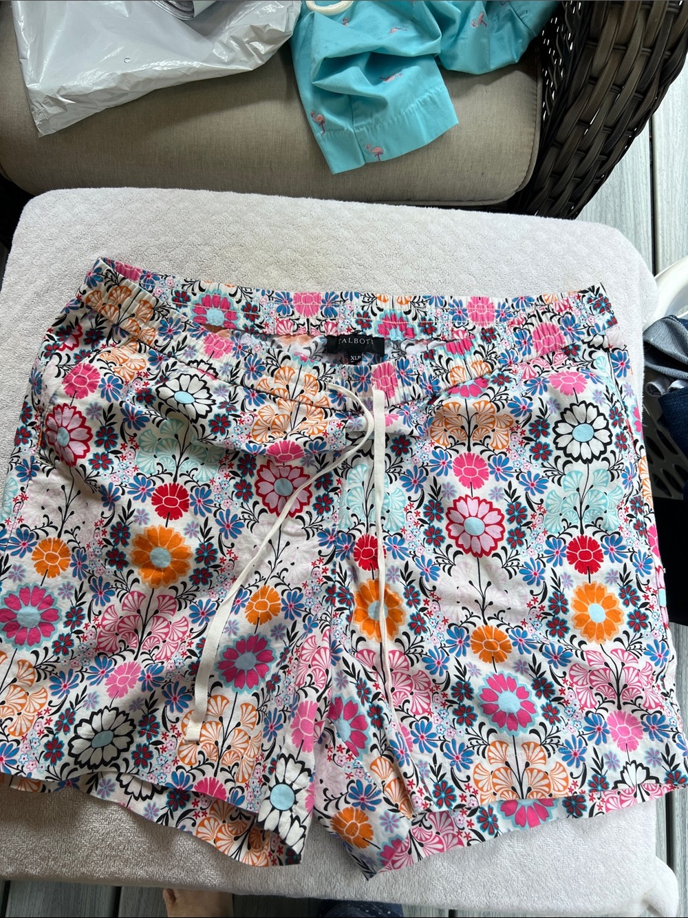 Talbots Pink Multi Floral Drawstring Athletic Shorts